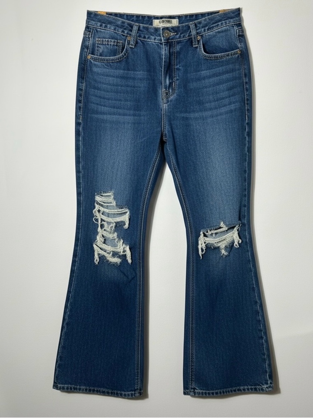 Rock&Roll High Rise Flare Jeans Womens Tag Size 33X34 Cowgirl Dark Blue Denim